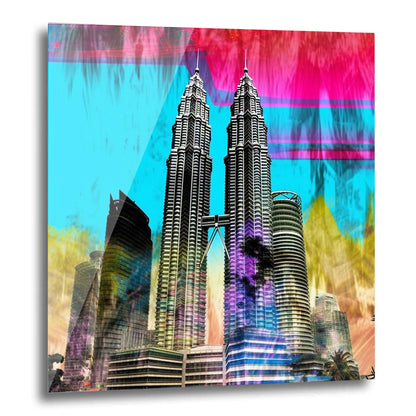 Petronas Towers Kuala Lumpur - mural in pop art style