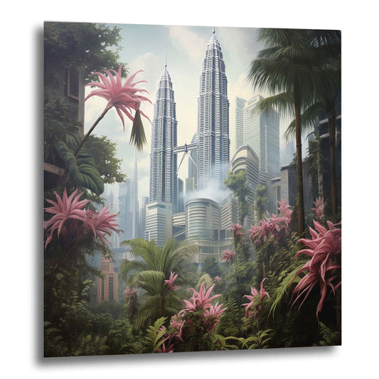 Petronas Towers Kuala Lumpur Urban Jungle style mural