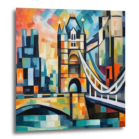 London Tower Bridge - mural in the style of expressionism