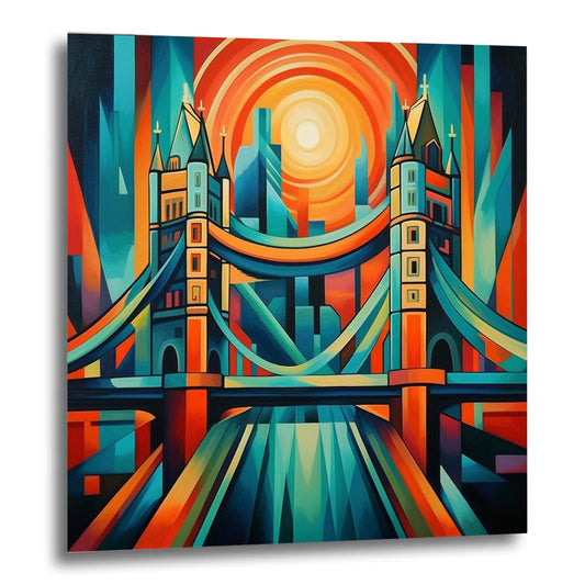 London Tower Bridge - peinture murale dans le style du futurisme