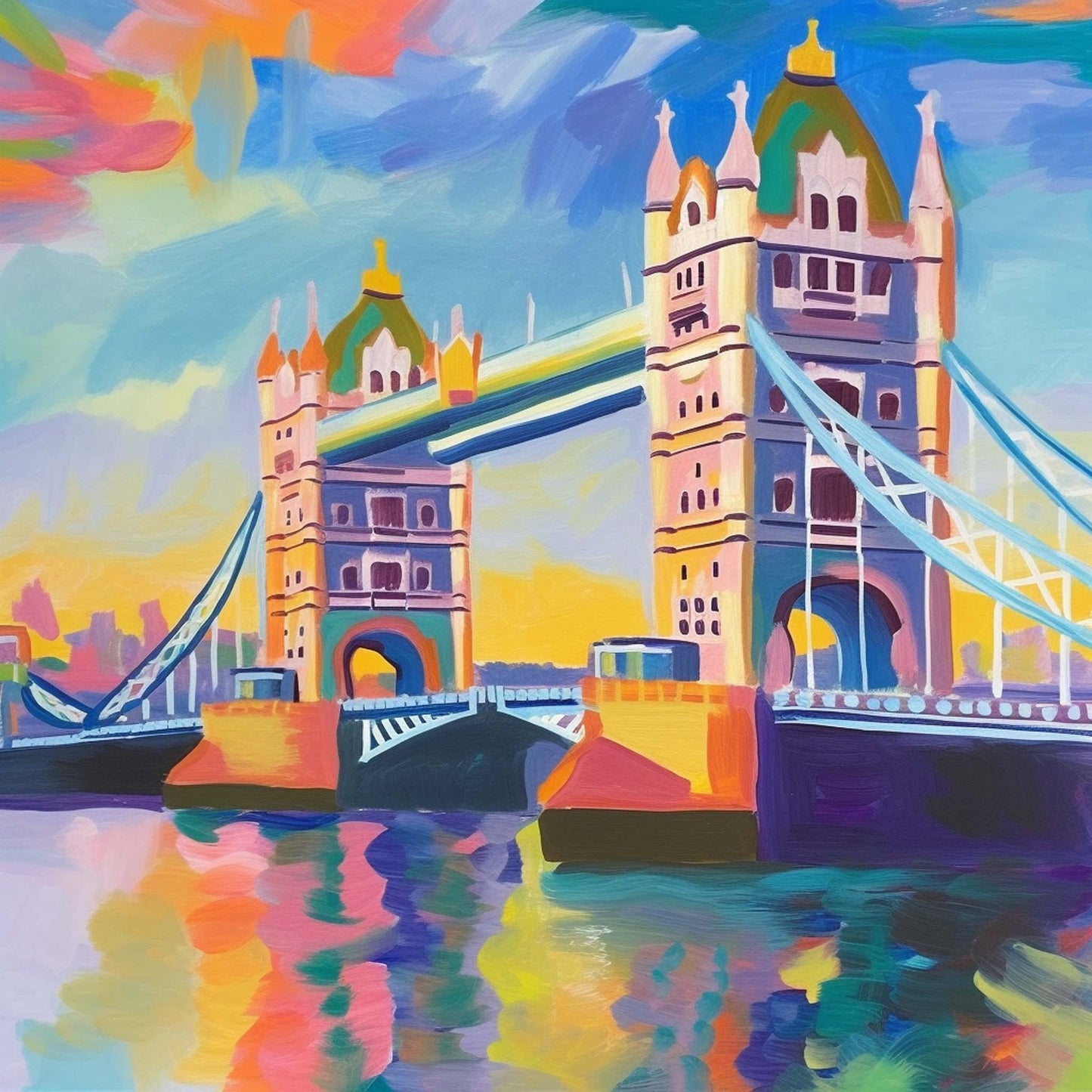 Urbanisto - London Tower Bridge - Wandbild in der Stilrichtung des Impressionismus