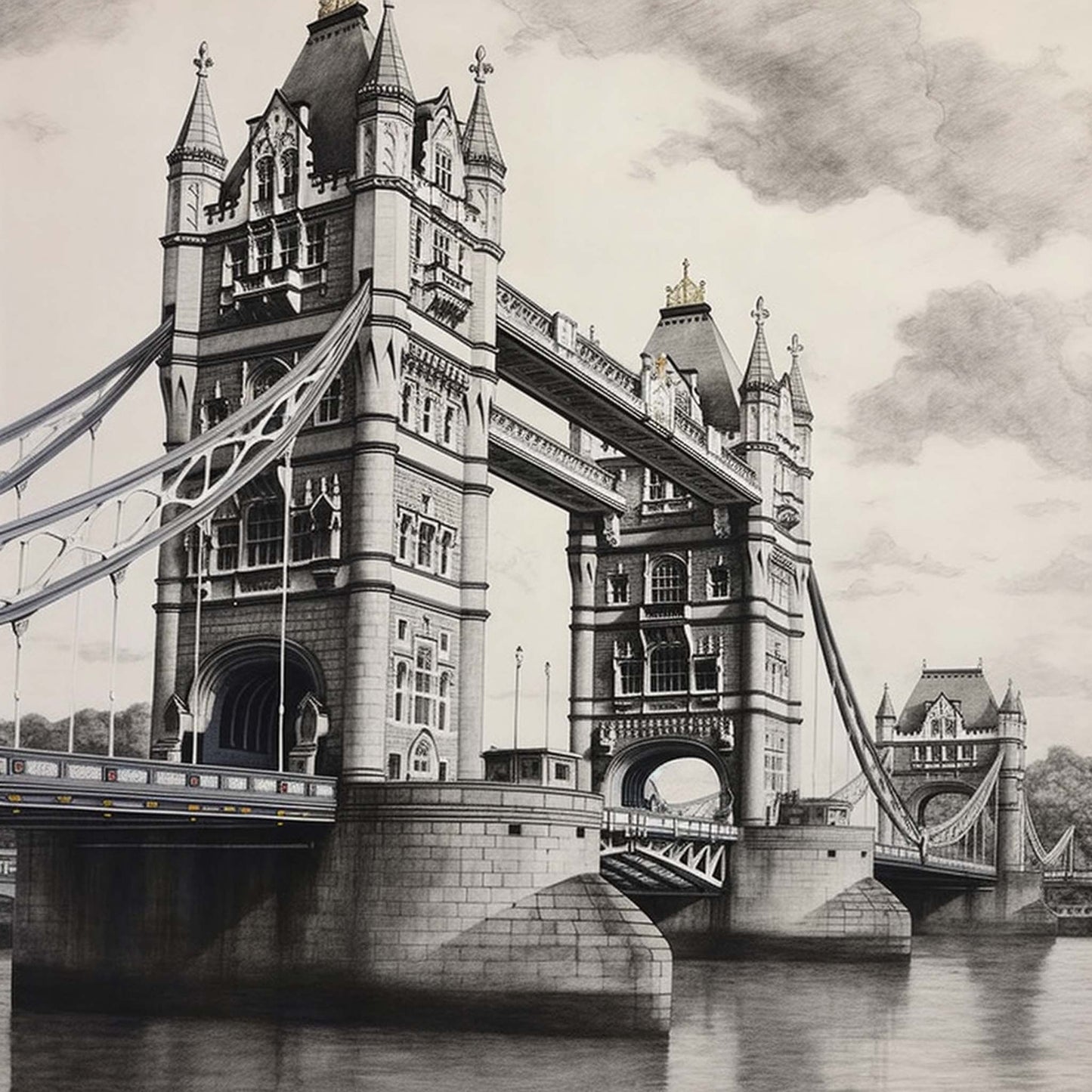 London Tower Bridge - Wandbild in der Stilrichtung einer Zeichnung