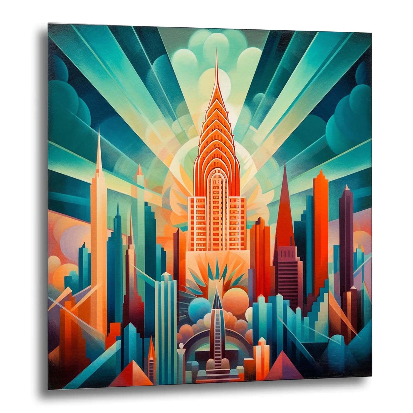 New York Chrysler Building - mural in the style of futurism