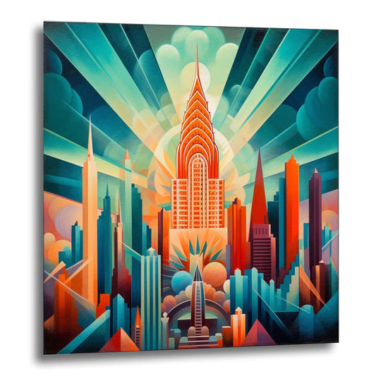 New York Chrysler Building - peinture murale dans le style du futurisme