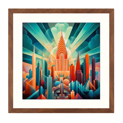 New York Chrysler Building - mural in the style of futurism