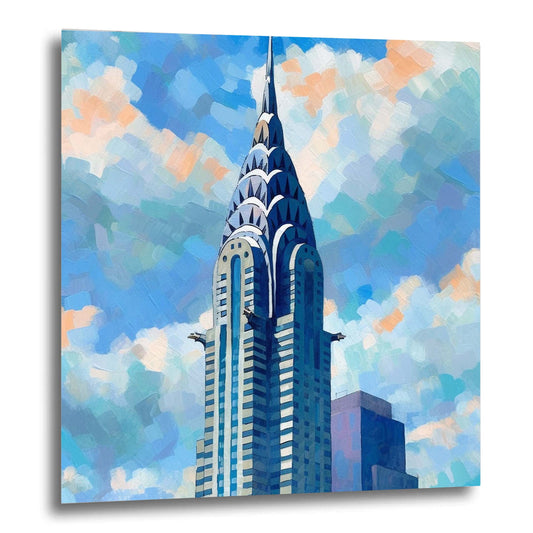New York Chrysler Building - peinture murale dans le style de l'impressionnisme