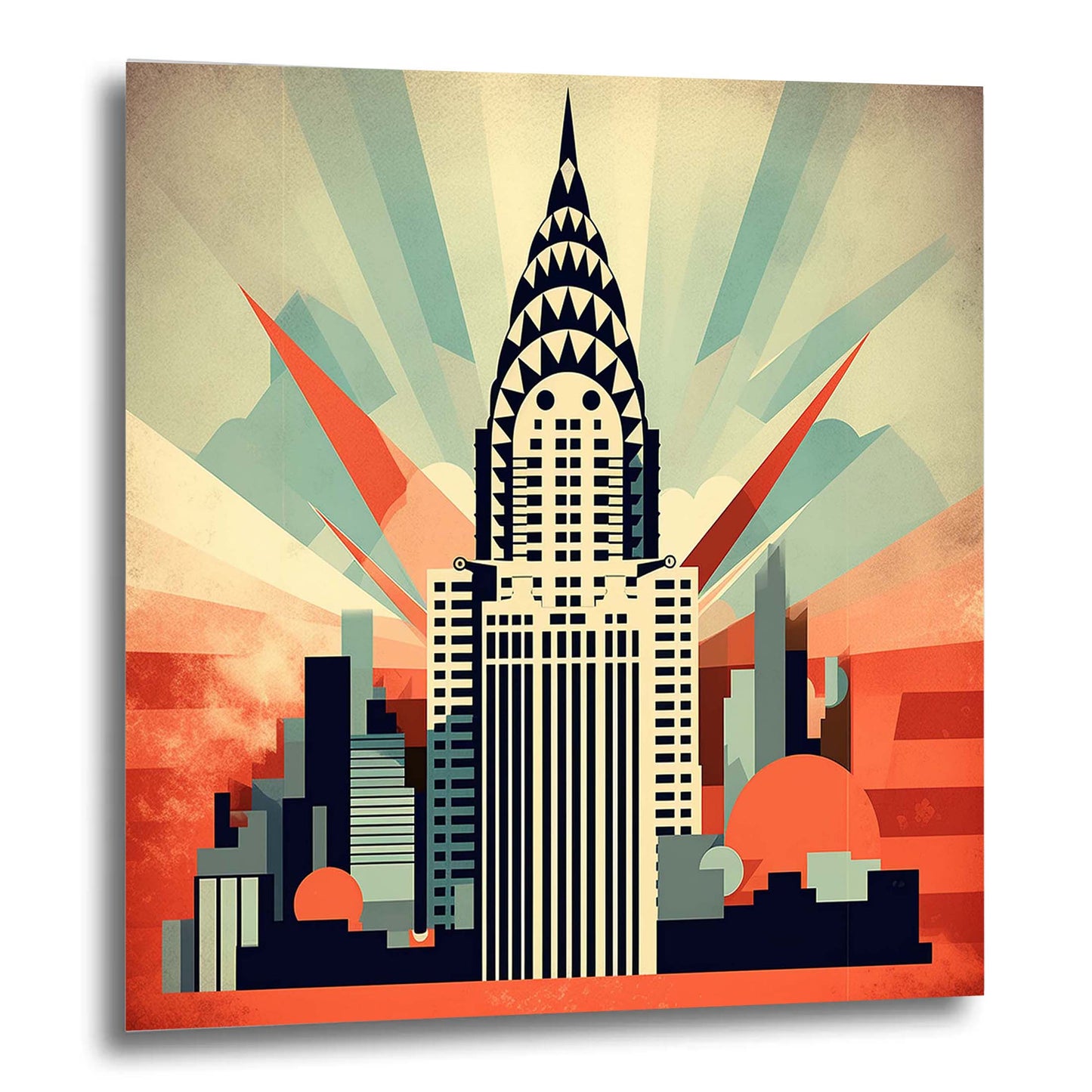 New York Chrysler Building - mural in the style of minimalism
