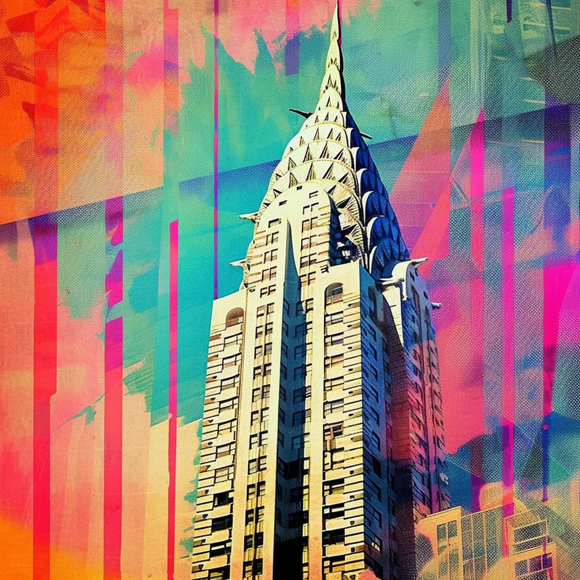 Urbanisto - New York Chrysler Building - Wandbild in der Stilrichtung der Pop-Art