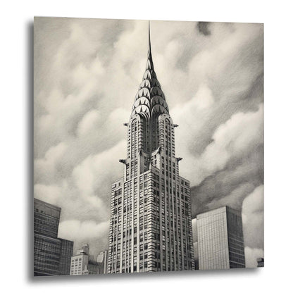 New York Chrysler Building - Peinture murale à la manière d'un dessin