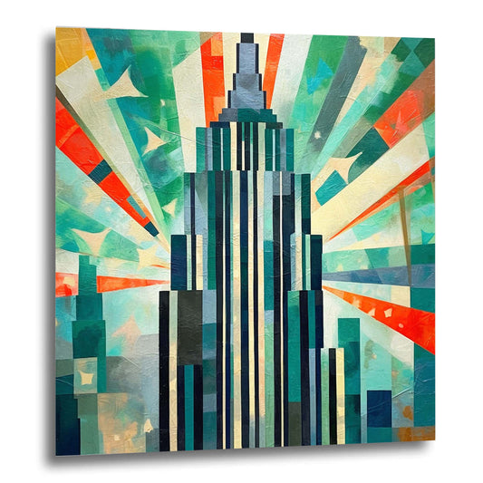 New York Empire State Building - mural in the style of expressionism