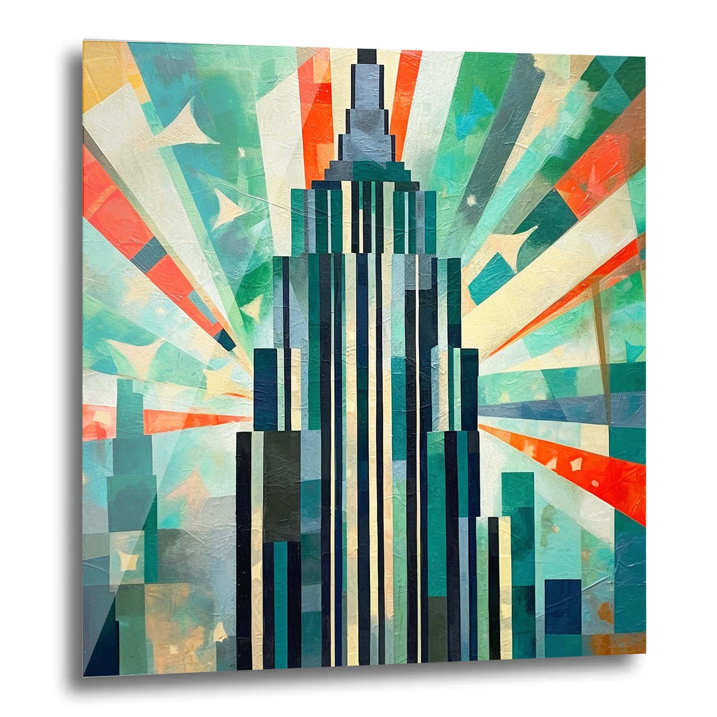 New York Empire State Building - mural in the style of expressionism