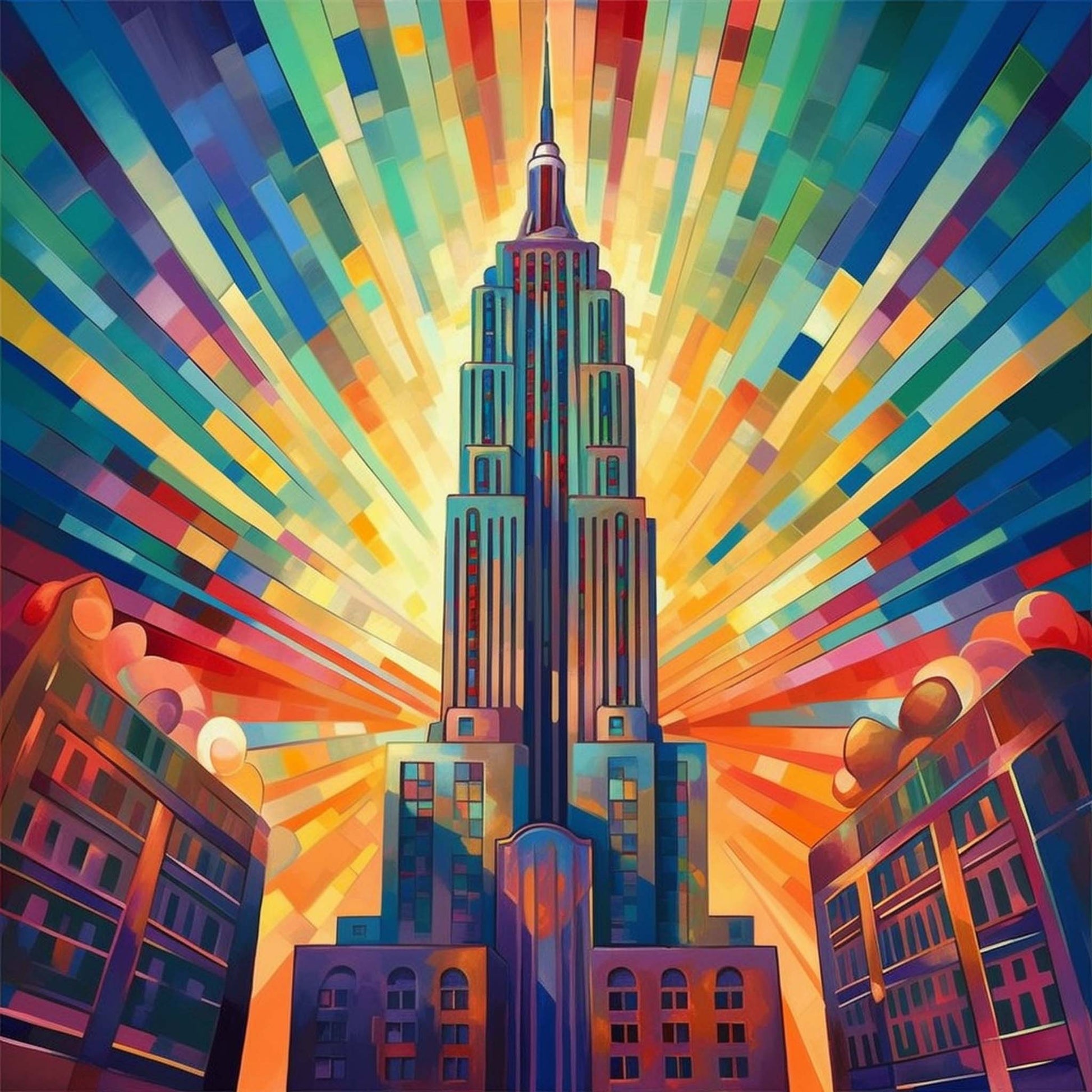 Urbanisto - New York Empire State Building - Wandbild in der Stilrichtung des Futurismus