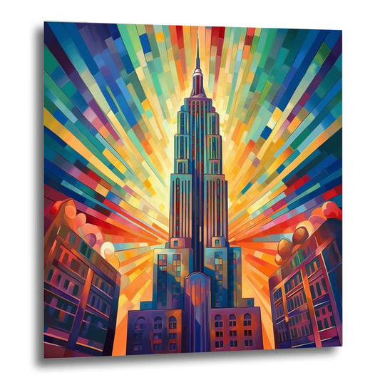 New York Empire State Building - peinture murale dans le style du futurisme