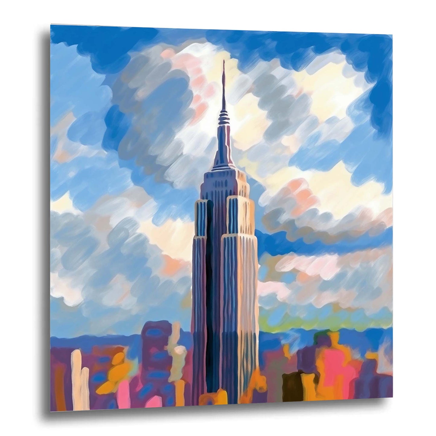 New York Empire State Building - mural in the style of impressionism