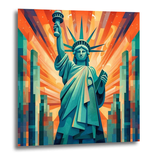 Statue de la liberté de New York - peinture murale dans le style du futurisme