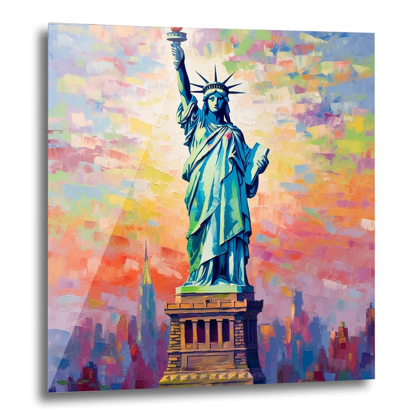 New York Statue of Liberty - mural in the style of impressionism