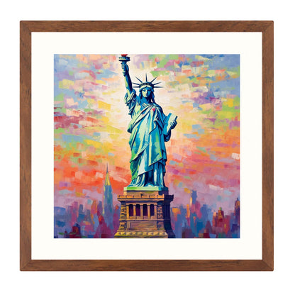 New York Statue of Liberty - mural in the style of impressionism