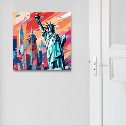 New York Freiheitsstatue - Wandbild in der Stilrichtung des Minimalismus