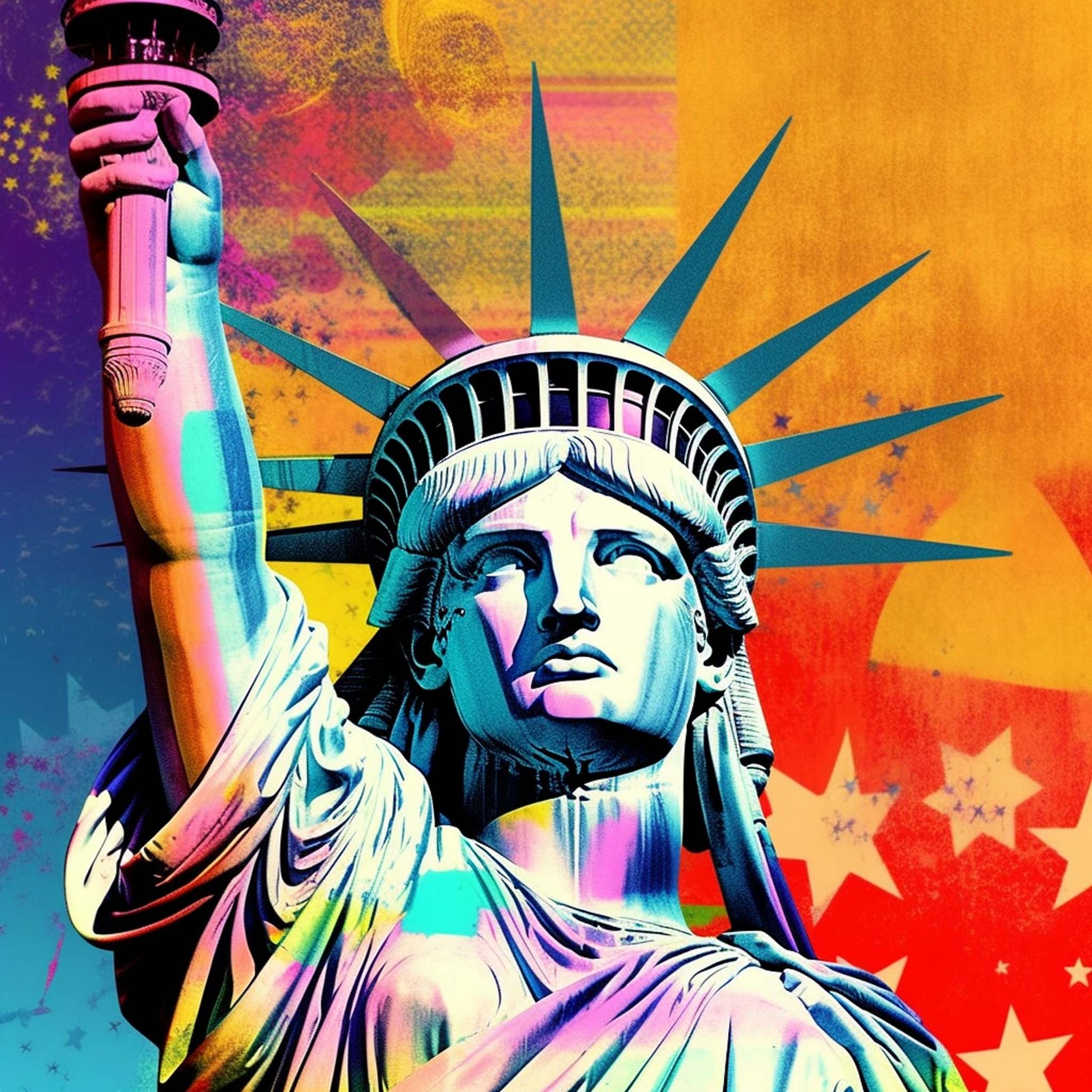 Urbanisto - New York Freiheitsstatue - Wandbild in der Stilrichtung der Pop-Art