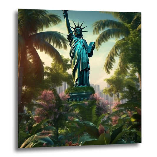 New York Freiheitsstatue - Wandbild in der Stilrichtung Urban Jungle