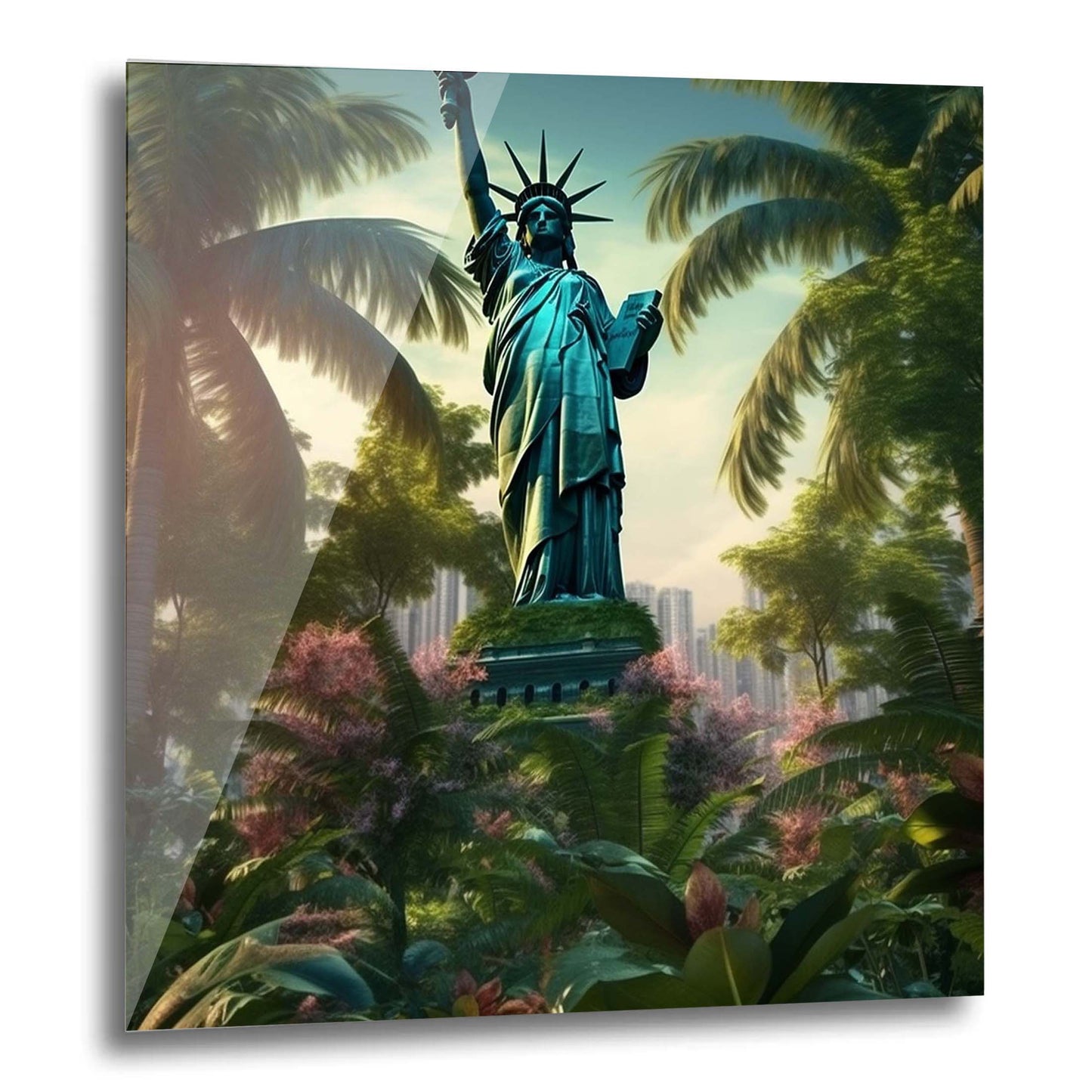Peinture murale sur le thème de la jungle urbaine de la Statue de la Liberté de New York