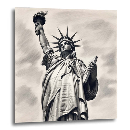 New York Statue de la Liberté - peinture murale dans le style d'un dessin