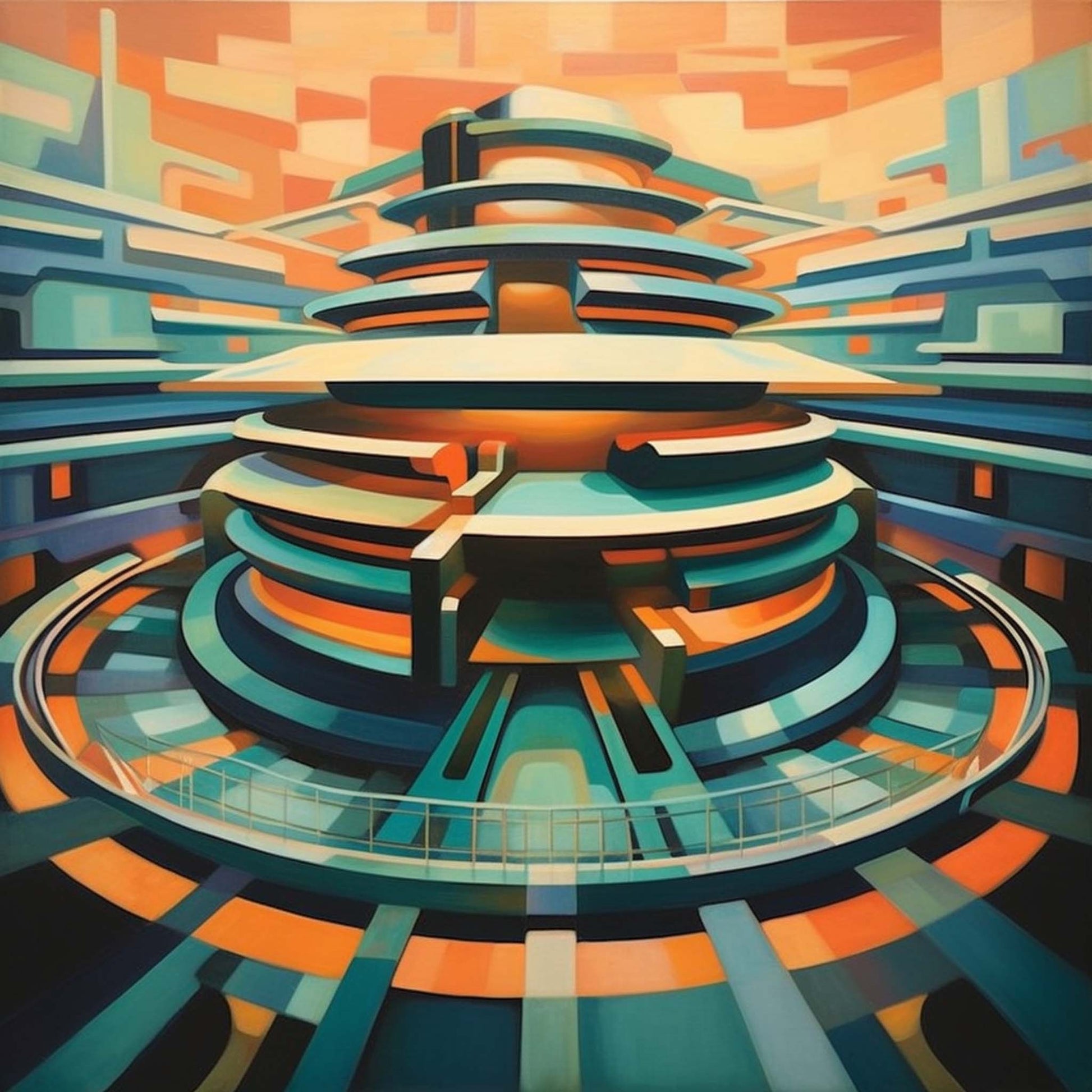 Urbanisto - New York Guggenheim Museum - Wandbild in der Stilrichtung des Futurismus