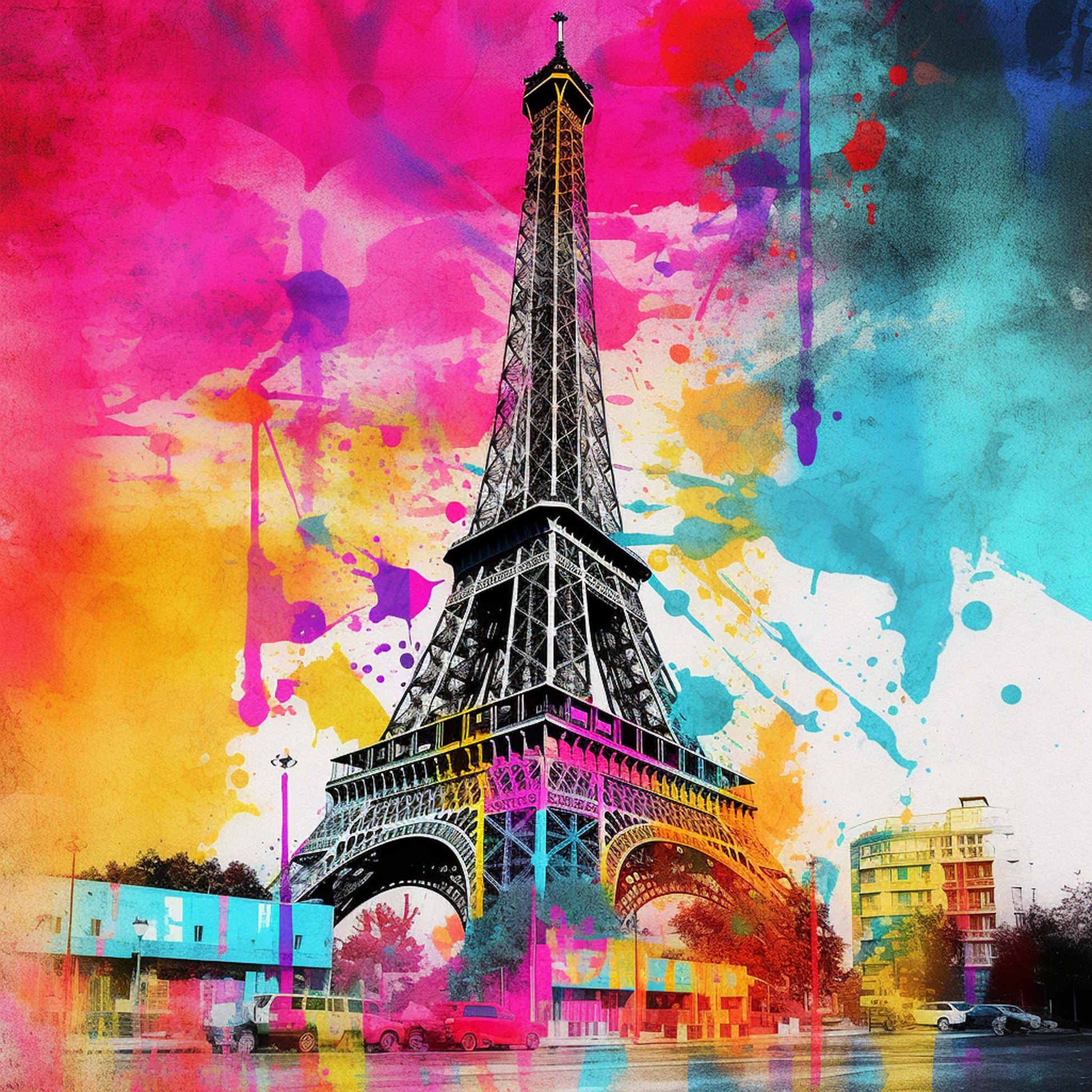 Urbanisto - Paris Eiffelturm - Wandbild in der Stilrichtung der Pop-Art –  urbanisto - Liebe Deine