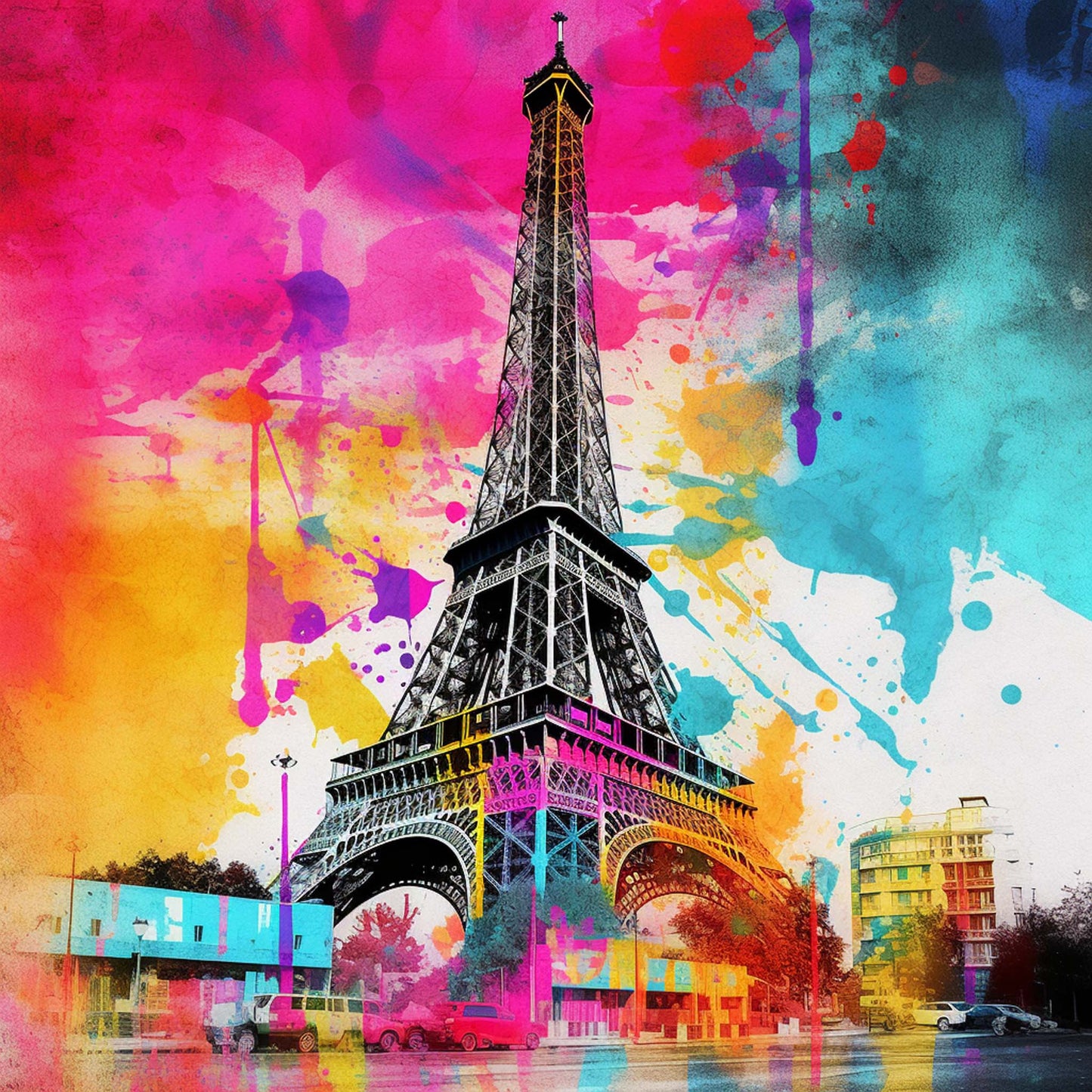 Deine - Stilrichtung Urbanisto - der – Paris Eiffelturm der - Pop-Art Liebe urbanisto in Wandbild