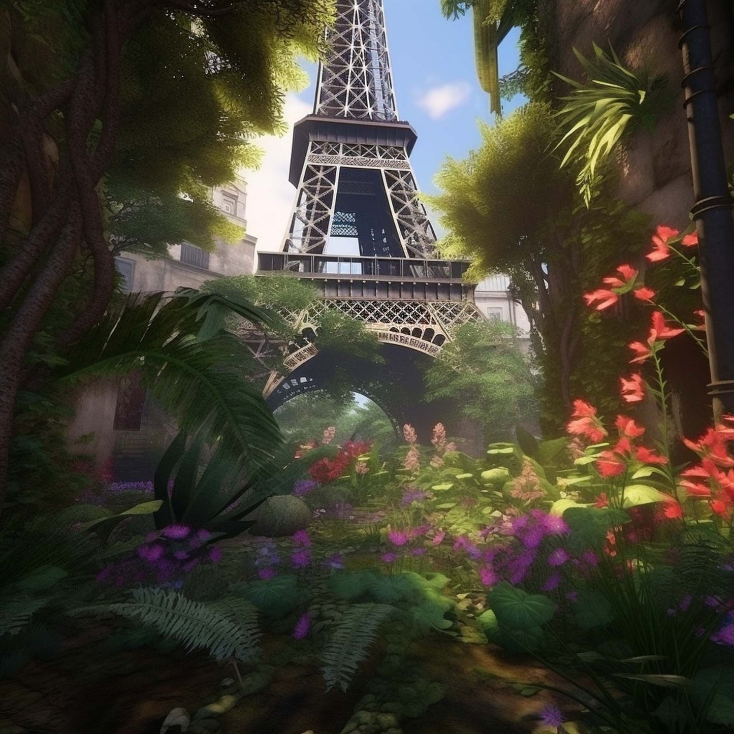 Urbanisto - Paris Eiffelturm - Wandbild in der Stilrichtung Urban Jungle
