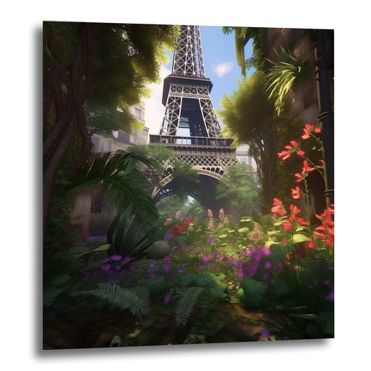 Paris Eiffel Tower mural in Urban Jungle style