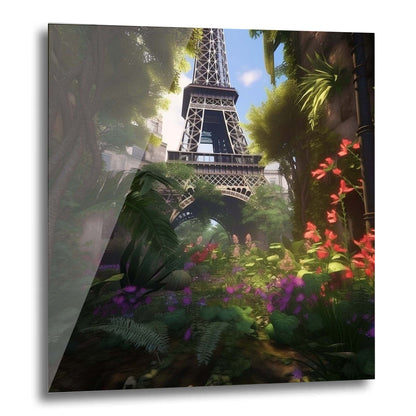Paris Eiffel Tower mural in Urban Jungle style