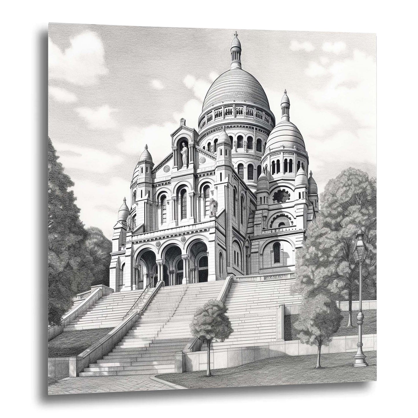 Paris Sacre Coeur - mural in the style of a drawing