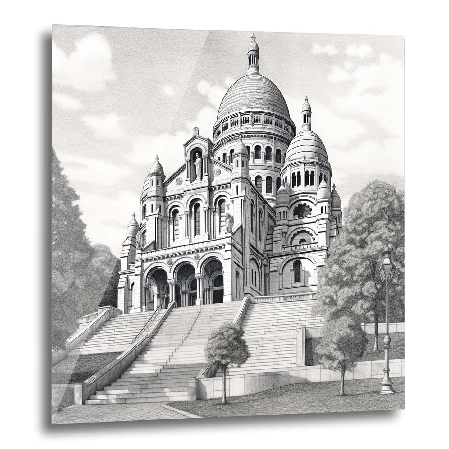 Paris Sacre Coeur - mural in the style of a drawing