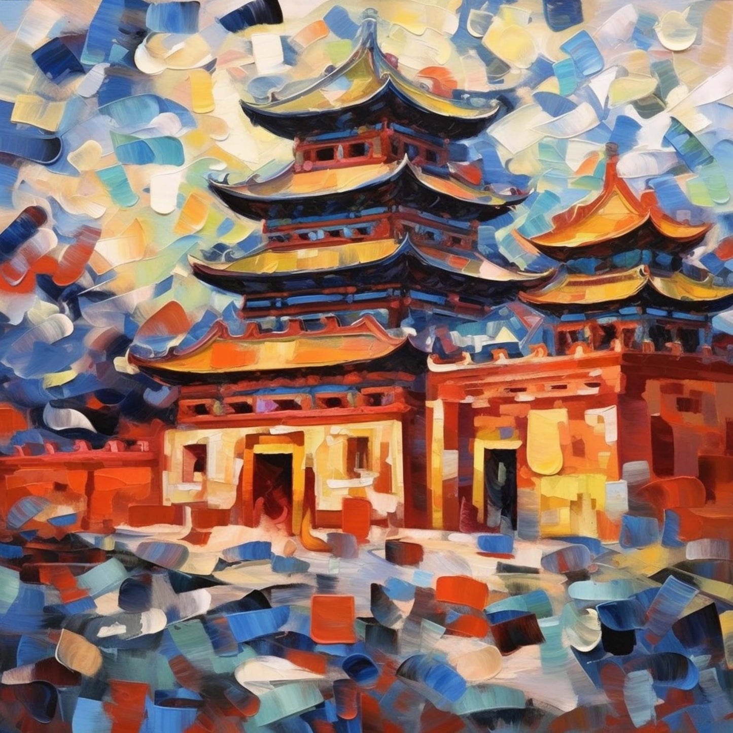 Peking Verbotene Stadt - Wandbild in der Stilrichtung des Expressionismus