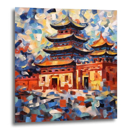 Beijing Forbidden City - mural in the style of expressionism