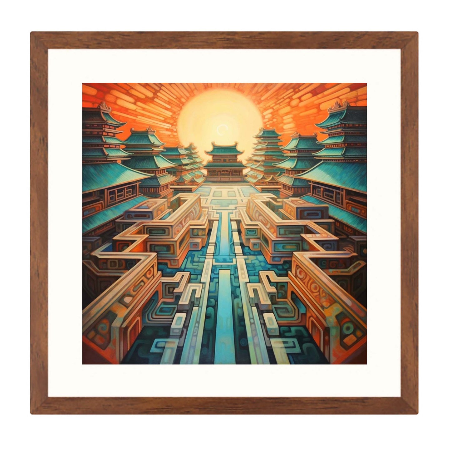 Beijing Forbidden City - mural in the style of futurism