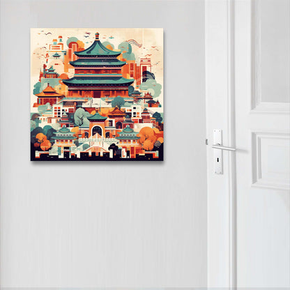 Beijing Forbidden City - mural in the style of minimalism