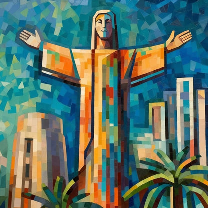 Urbanisto - Rio de Janeiro Christus Statue - Wandbild in der Stilrichtung des Expressionismus
