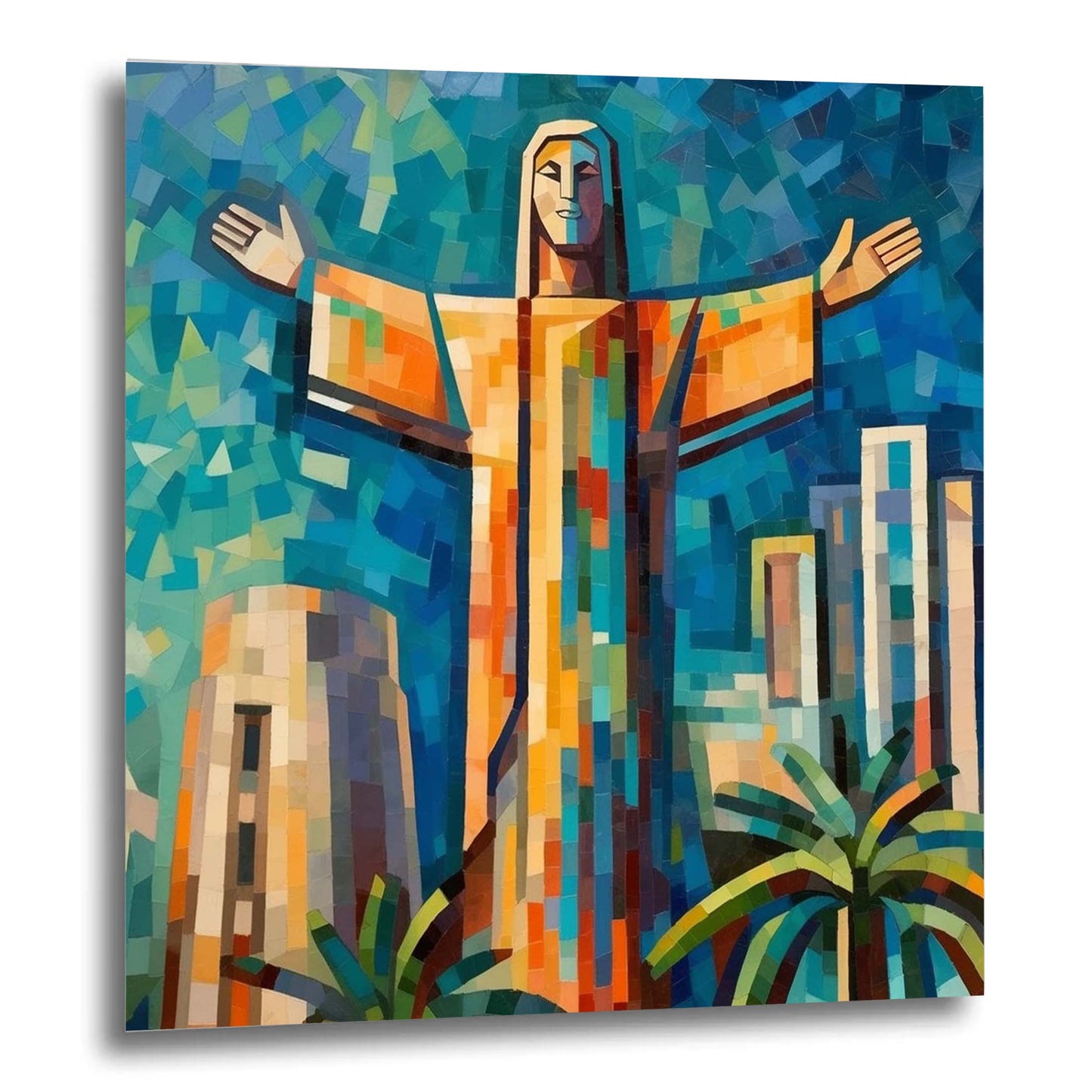 Statue du Christ de Rio de Janeiro - peinture murale dans le style de l'expressionnisme