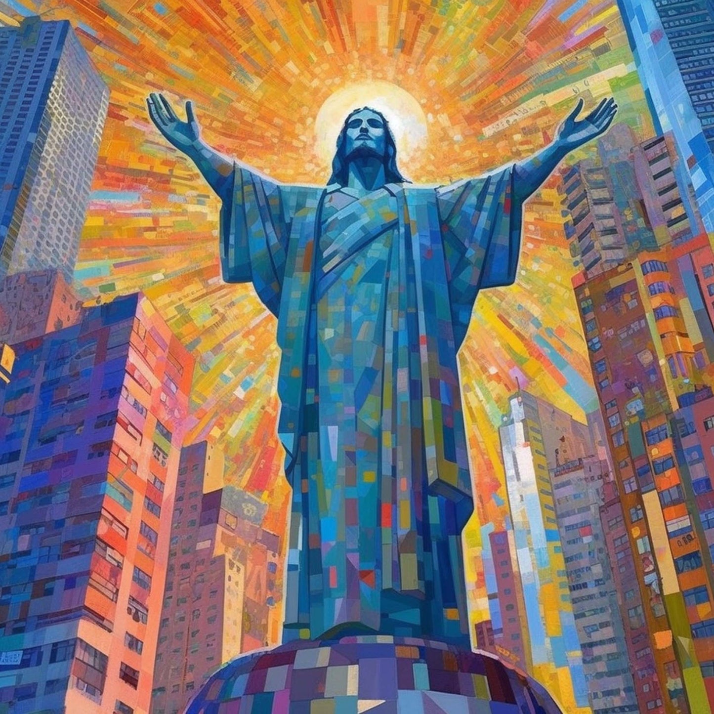 Urbanisto - Rio de Janeiro Christus Statue - Wandbild in der Stilrichtung des Futurismus