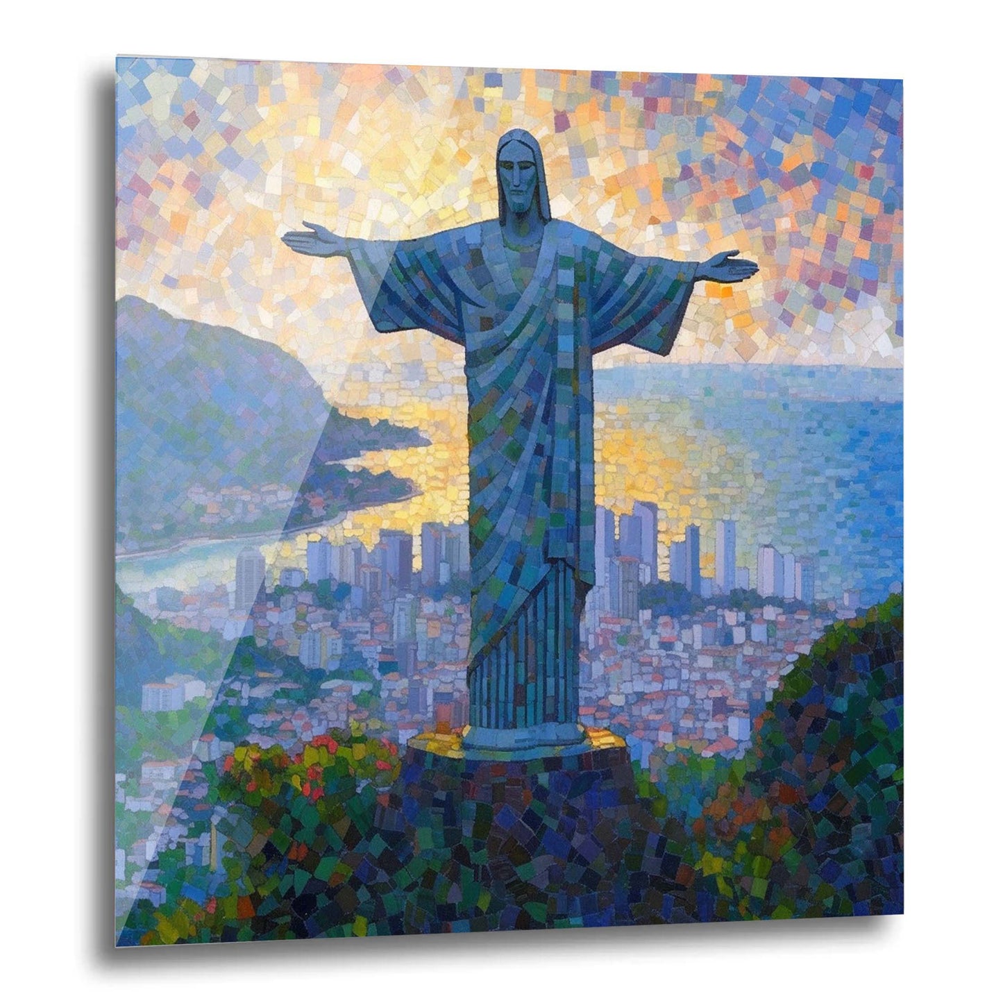 Statue du Christ de Rio de Janeiro - peinture murale dans le style de l'impressionnisme