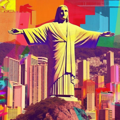 Urbanisto - Rio de Janeiro Christus Statue - Wandbild in der Stilrichtung der Pop-Art