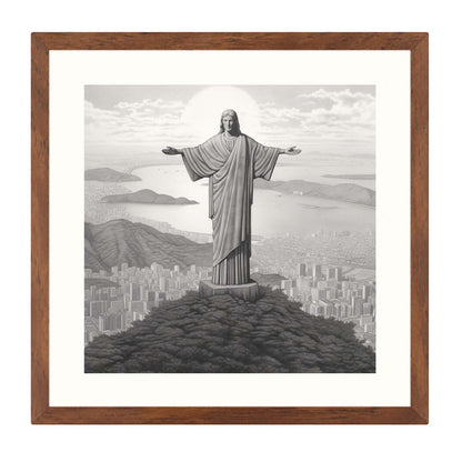 Rio de Janeiro - Statue du Christ - peinture murale à la manière d'un dessin