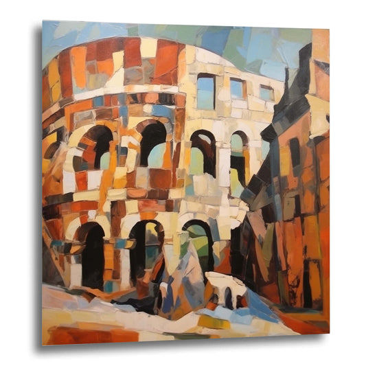 Rome Colosseum - mural in the style of expressionism