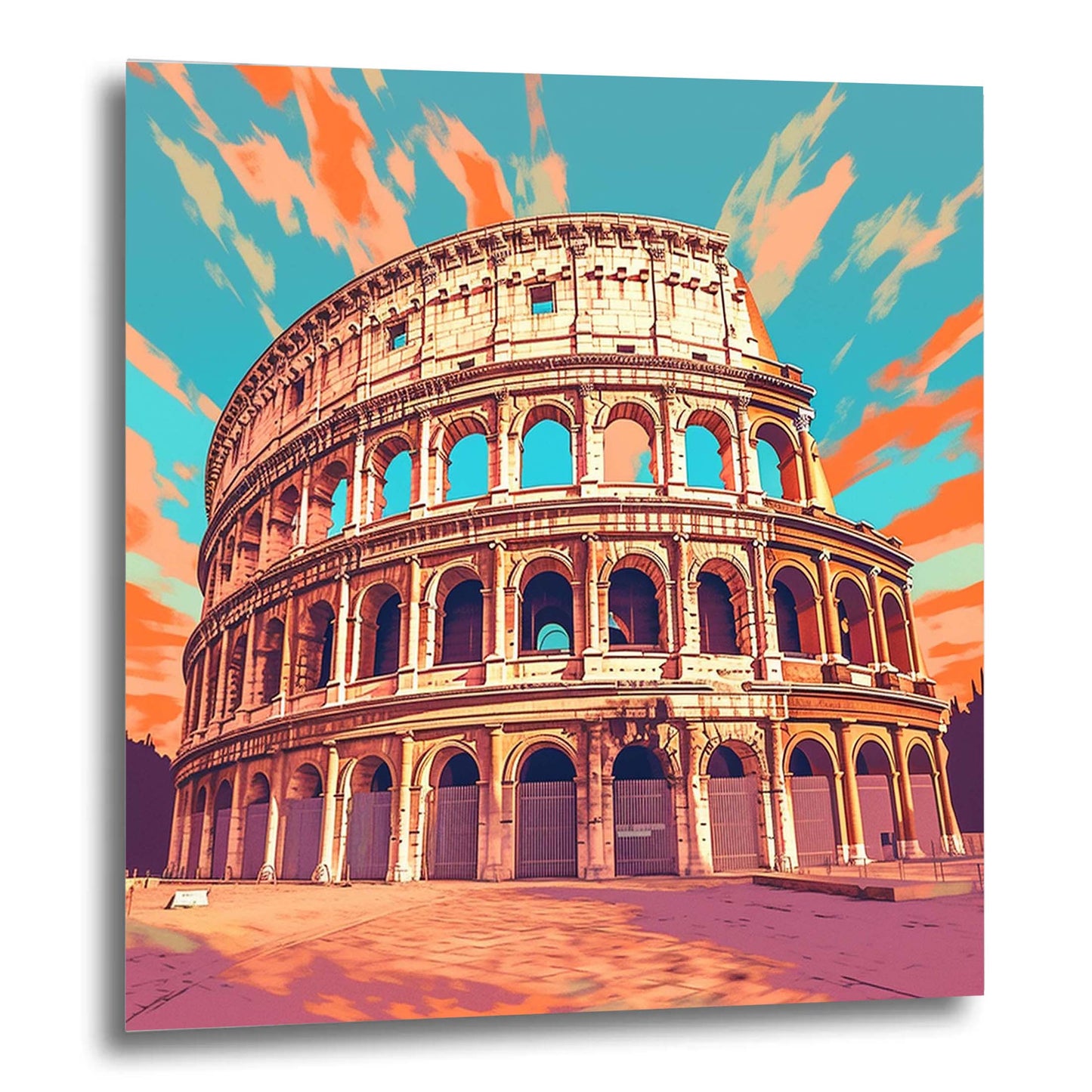 Rome Colosseum - mural in the style of minimalism