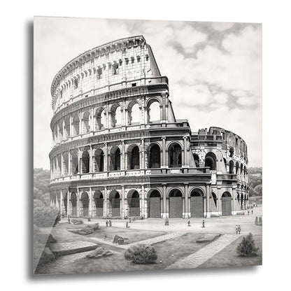 Rome Colosseum - mural in the style of a drawing