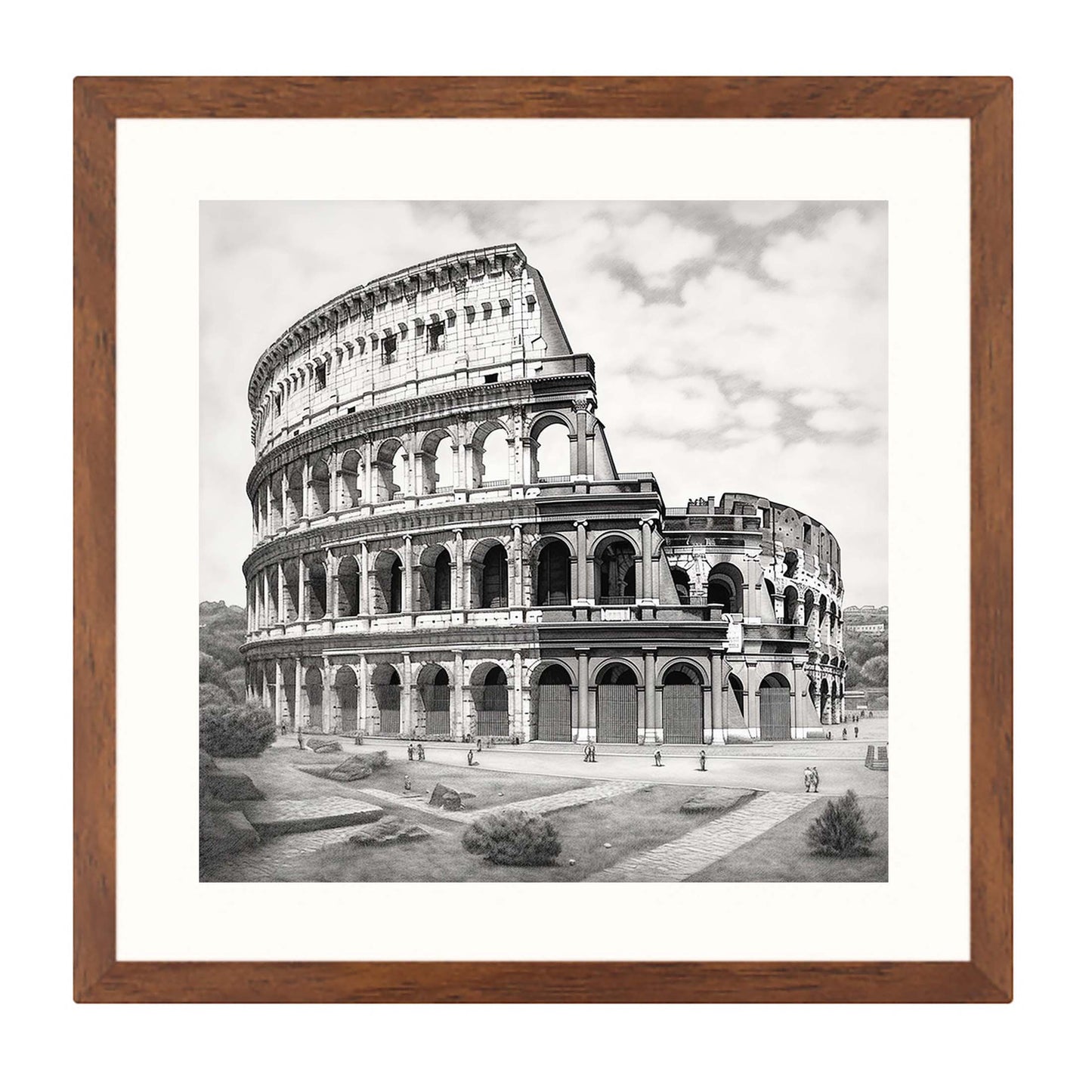 Rome Colosseum - mural in the style of a drawing