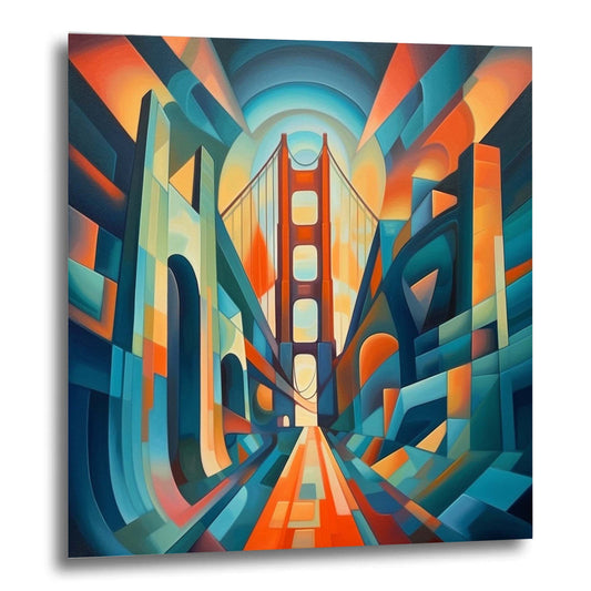 San Francisco Golden Gate Bridge - mural in the style of futurism