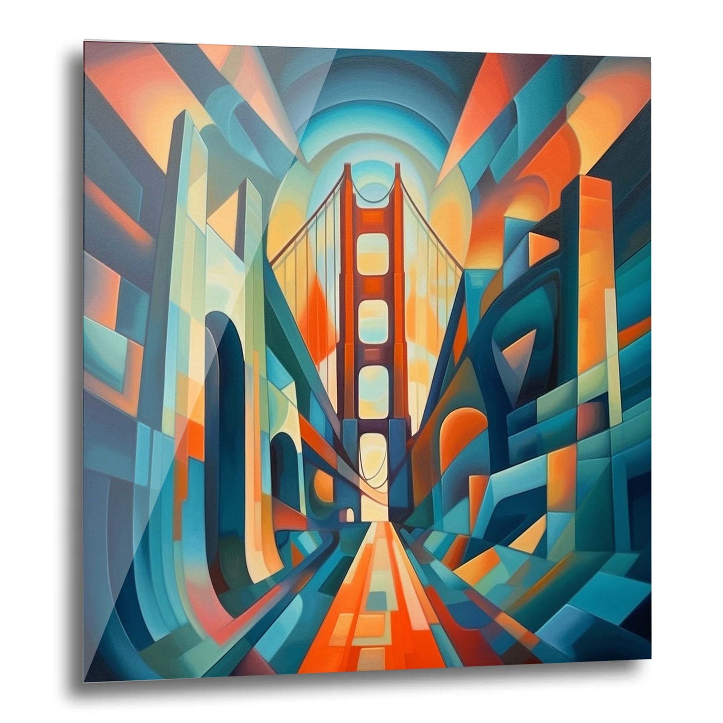 San Francisco Golden Gate Bridge - mural in the style of futurism